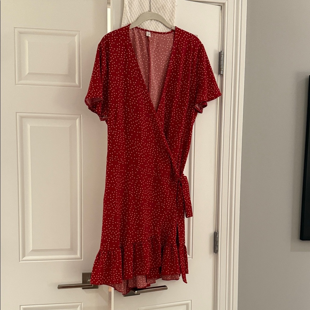 Red Polka Dot Wrap Dress